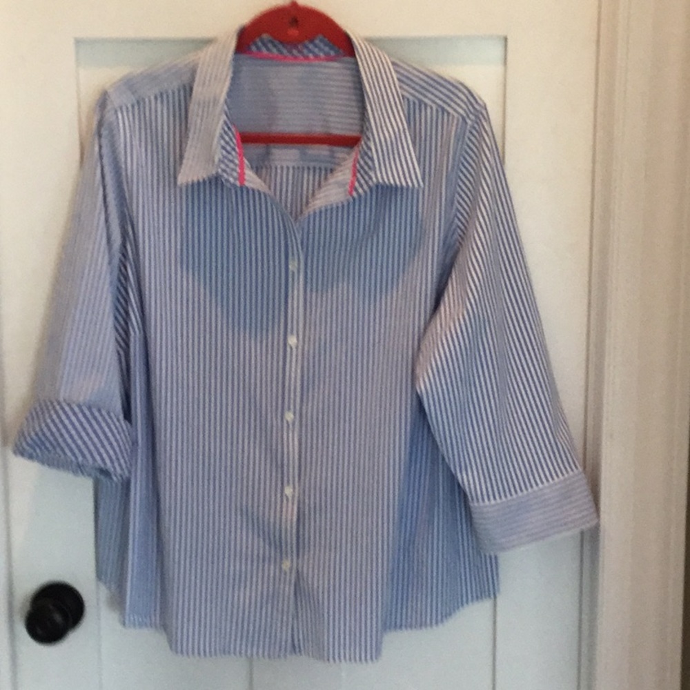 Izod blouse, 18W. Blue & White strips